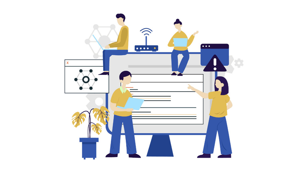 Ein Entwickler-Team arbeitet an einem Computer an einem Software-Projekt
